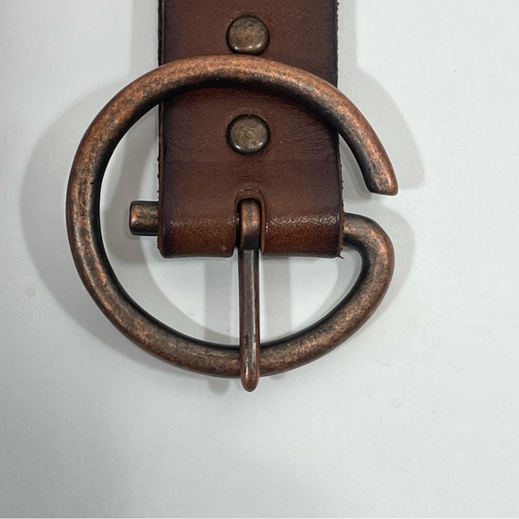 GAP 1969 Genuine Leather Brown Belt Size M 1” Round Buckle Y2K - Picture 4 of 7